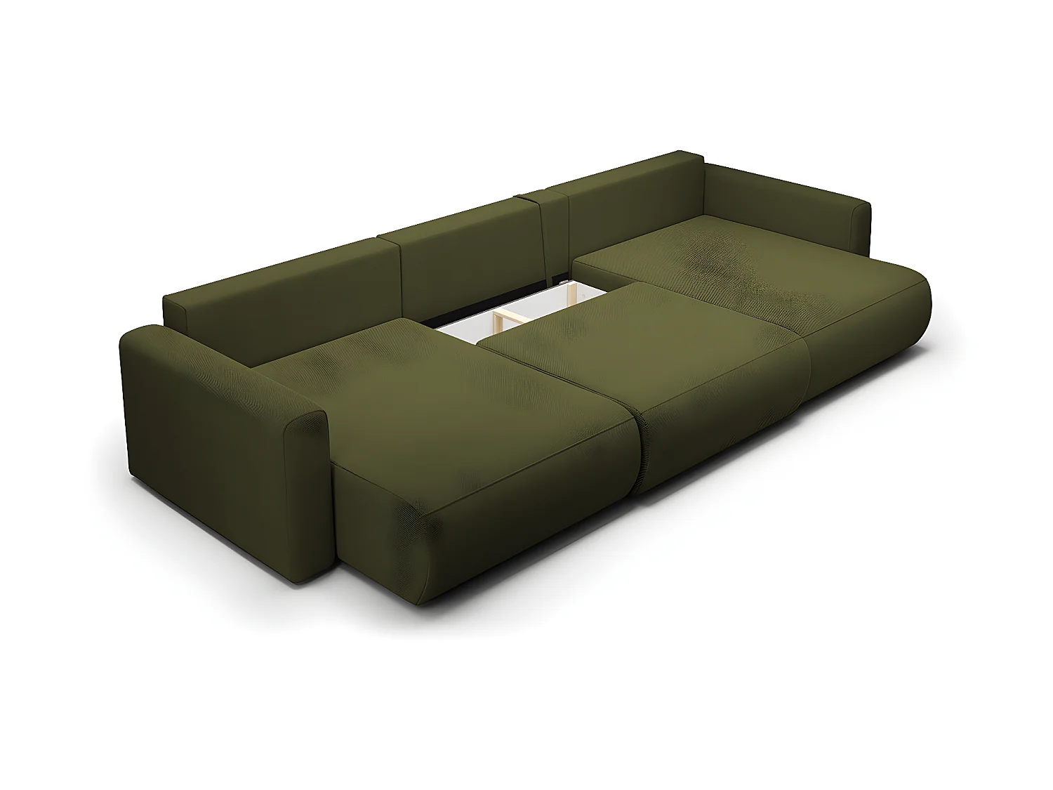 Canapé U 4 places convertible coffre Evy Vert Sapin