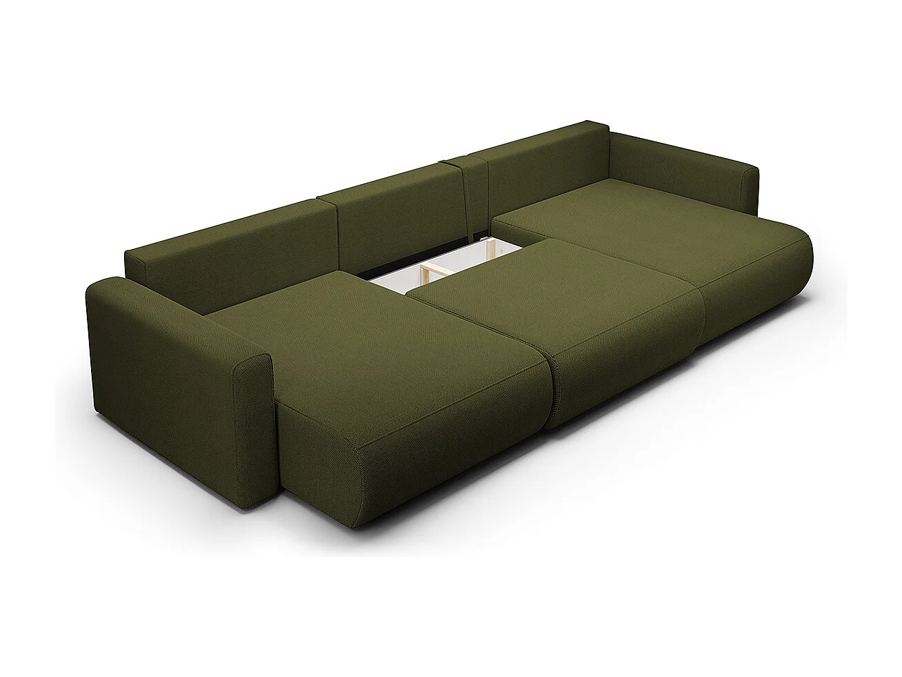Canapé U 4 places convertible coffre Evy Vert Sapin