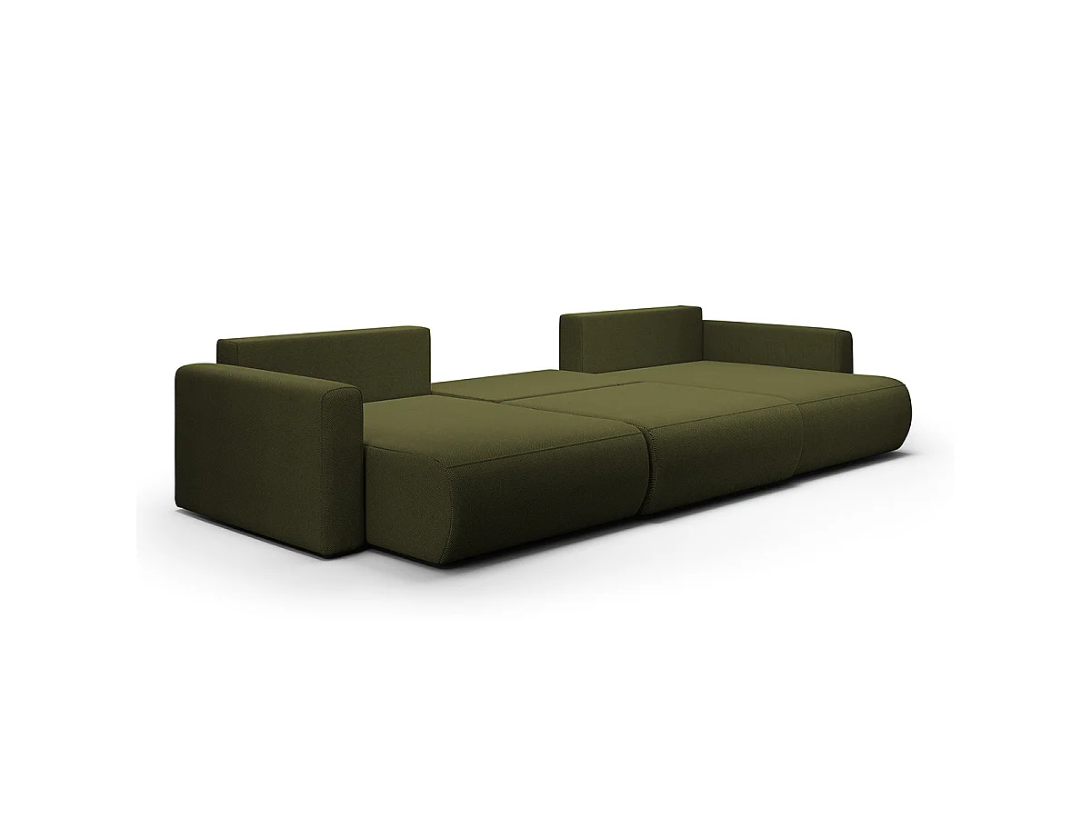 Canapé convertible 4 places avec coffre en tissu vert EVY