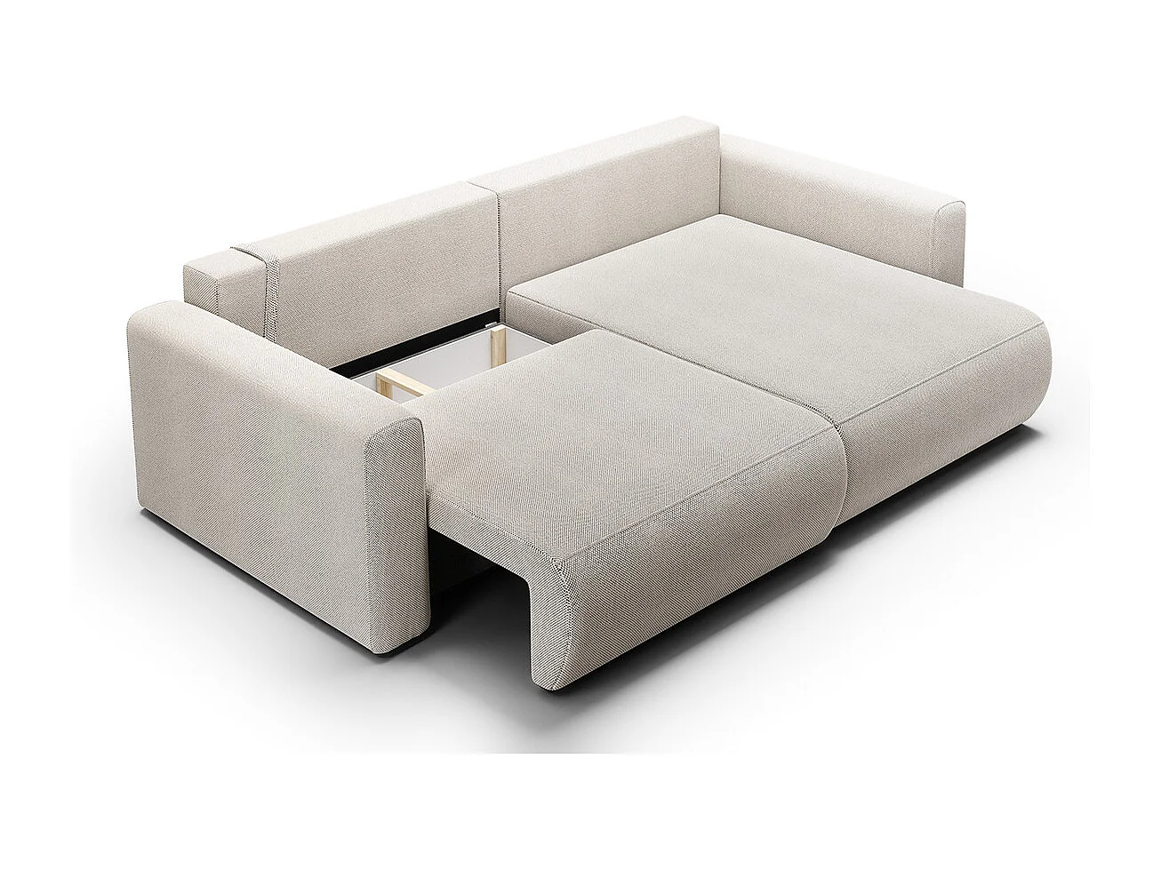 Canapé d'angle réversible convertible 3 places coffre Evy Gris Clair