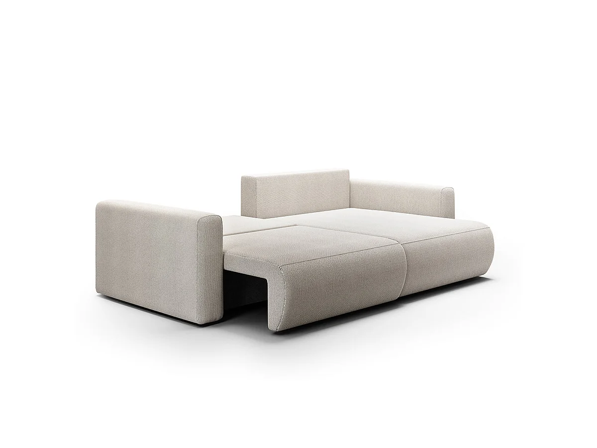 Canapé d'angle convertible 3 places en tissu gris clair EVY
