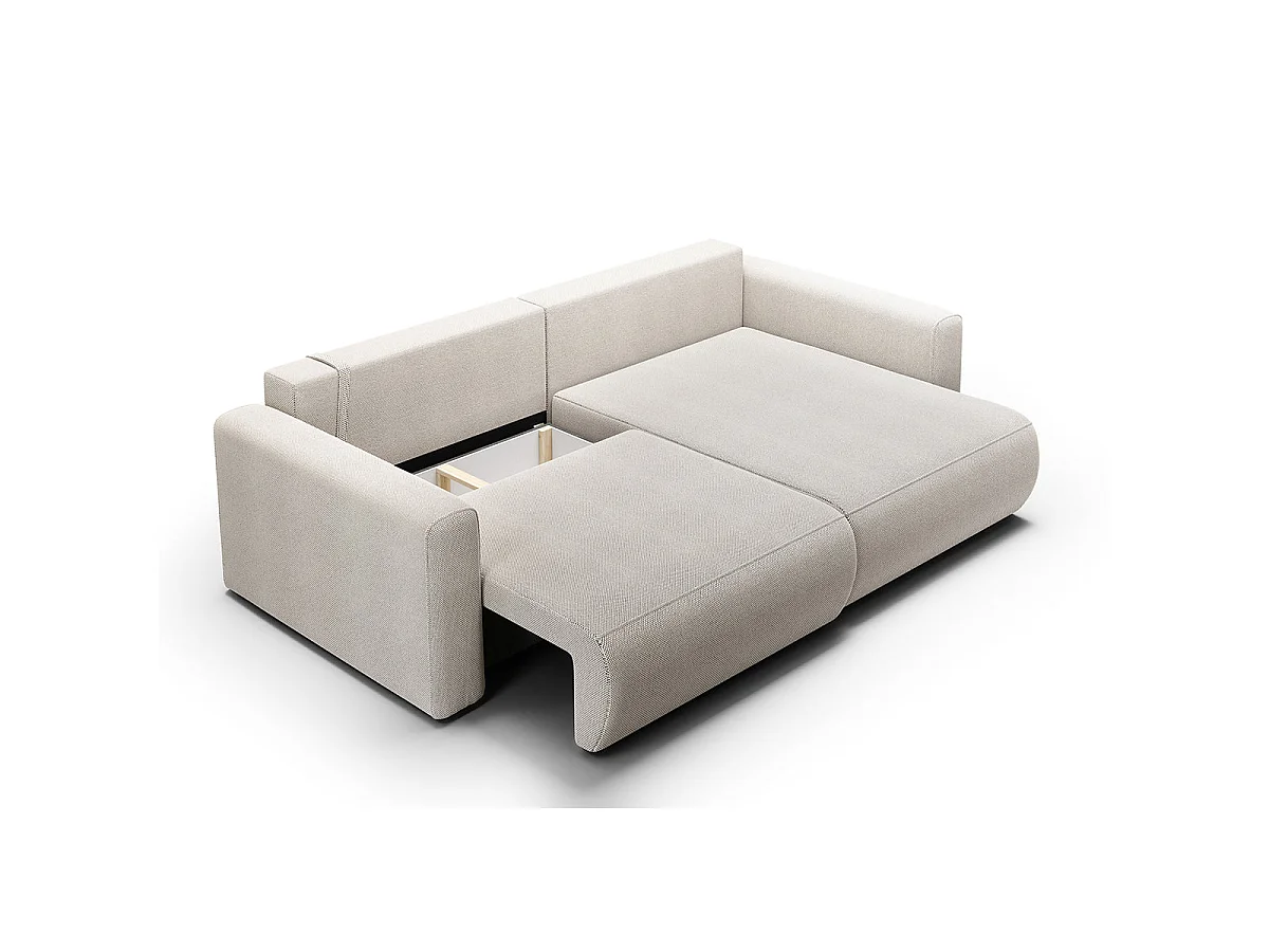 Canapé d'angle convertible 3 places en tissu gris clair EVY