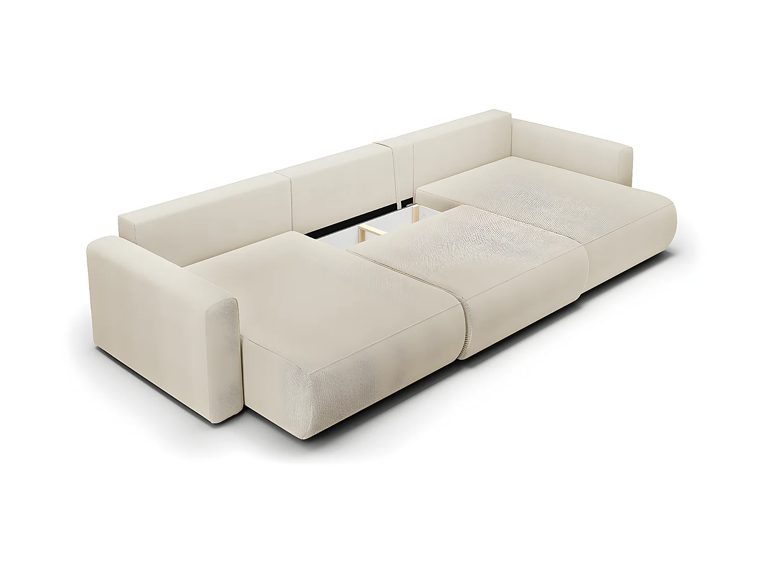 Canapé U 4 places convertible coffre Evy Beige
