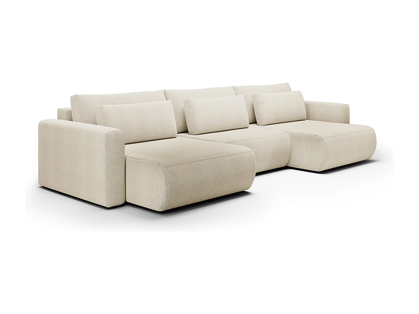 Canapé U 4 places convertible coffre Evy Beige