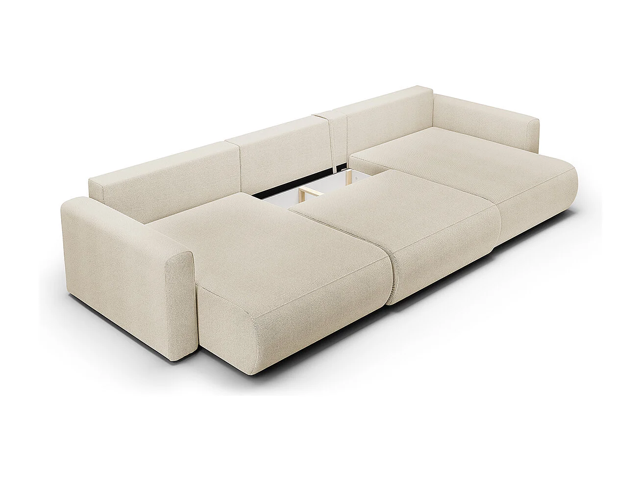 Canapé U 4 places convertible coffre Evy Beige