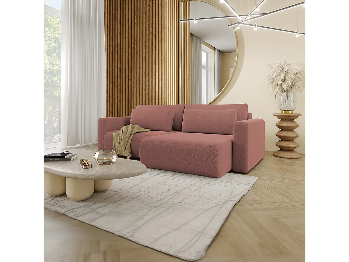 Canapé d'angle réversible convertible 3 places coffre Evy Rose