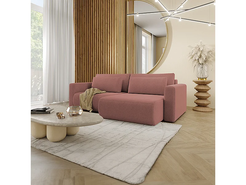 Canapé d'angle réversible convertible 3 places coffre Evy Rose