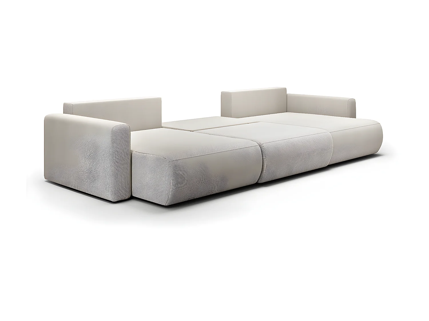 Canapé U 4 places convertible coffre Evy Gris Clair