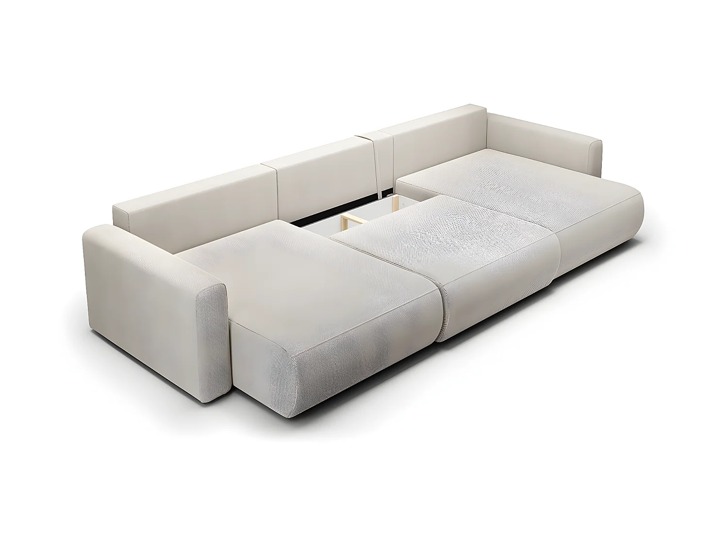 Canapé U 4 places convertible coffre Evy Gris Clair