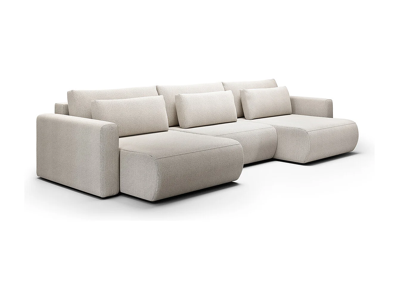 Canapé U 4 places convertible coffre Evy Gris Clair