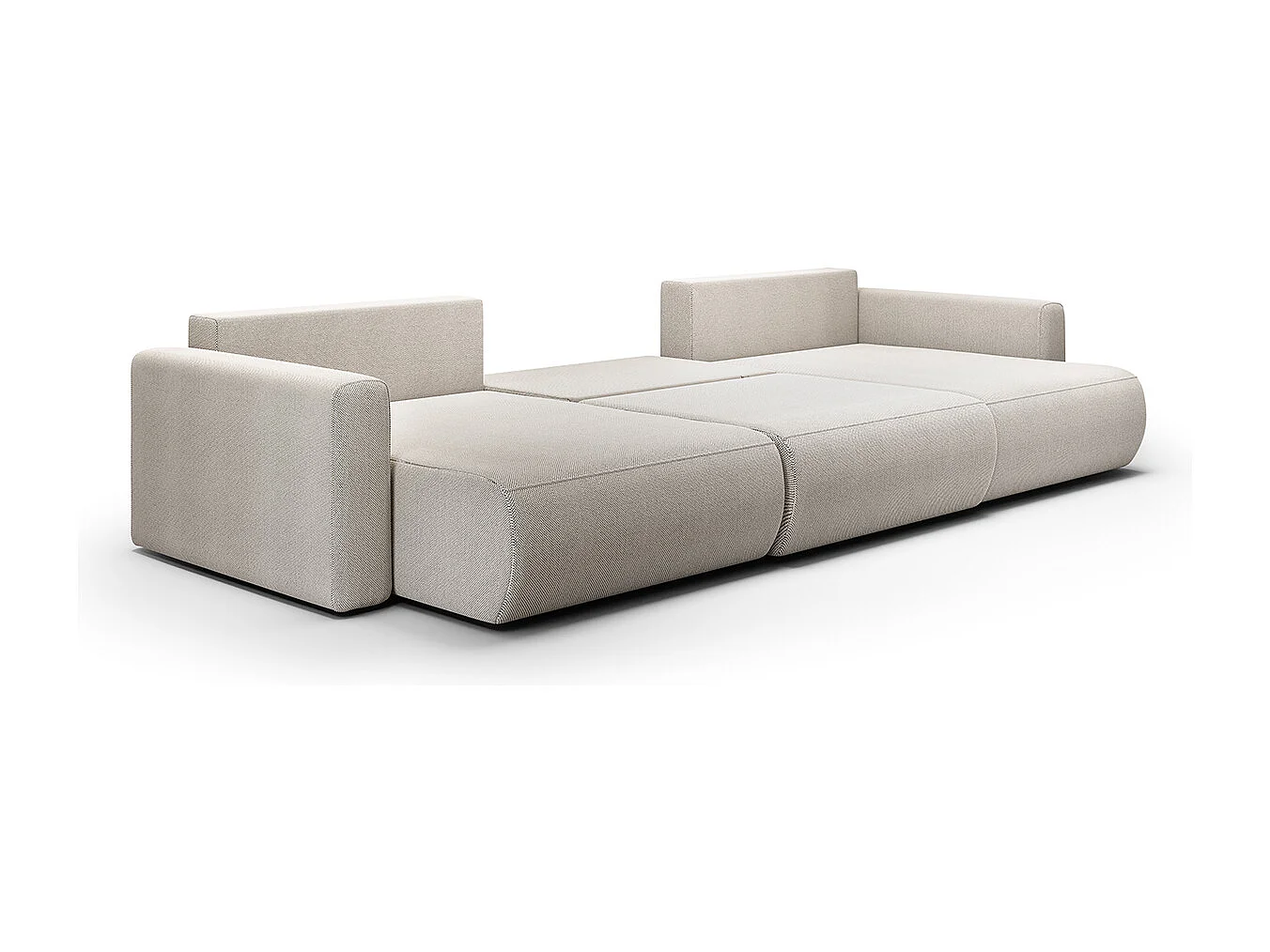 Canapé U 4 places convertible coffre Evy Gris Clair