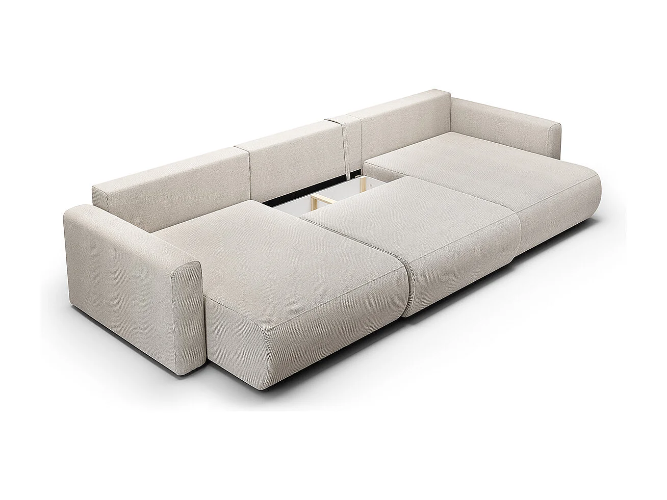 Canapé U 4 places convertible coffre Evy Gris Clair