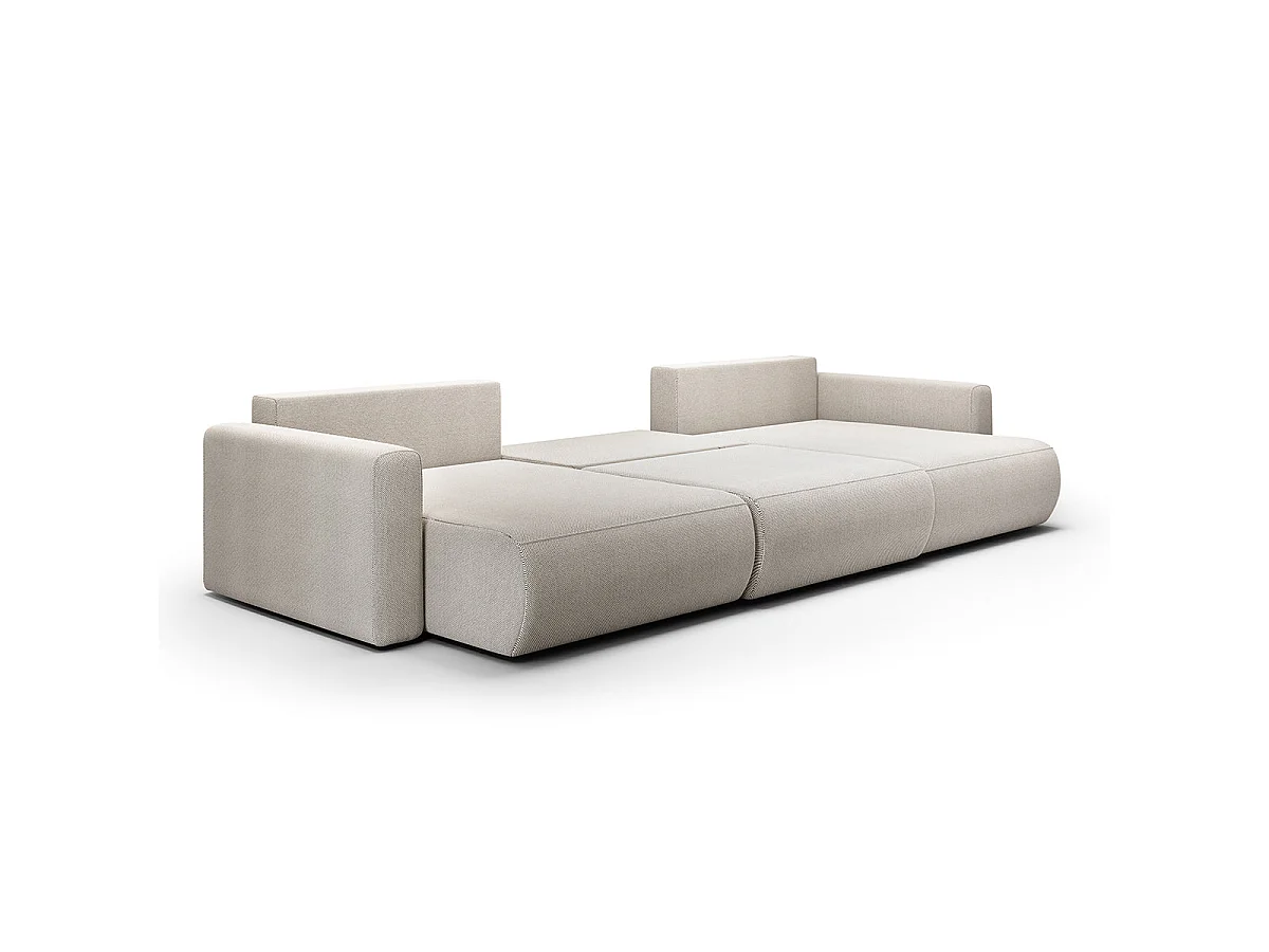 Canapé convertible 4 places avec coffre en tissu gris clair EVY