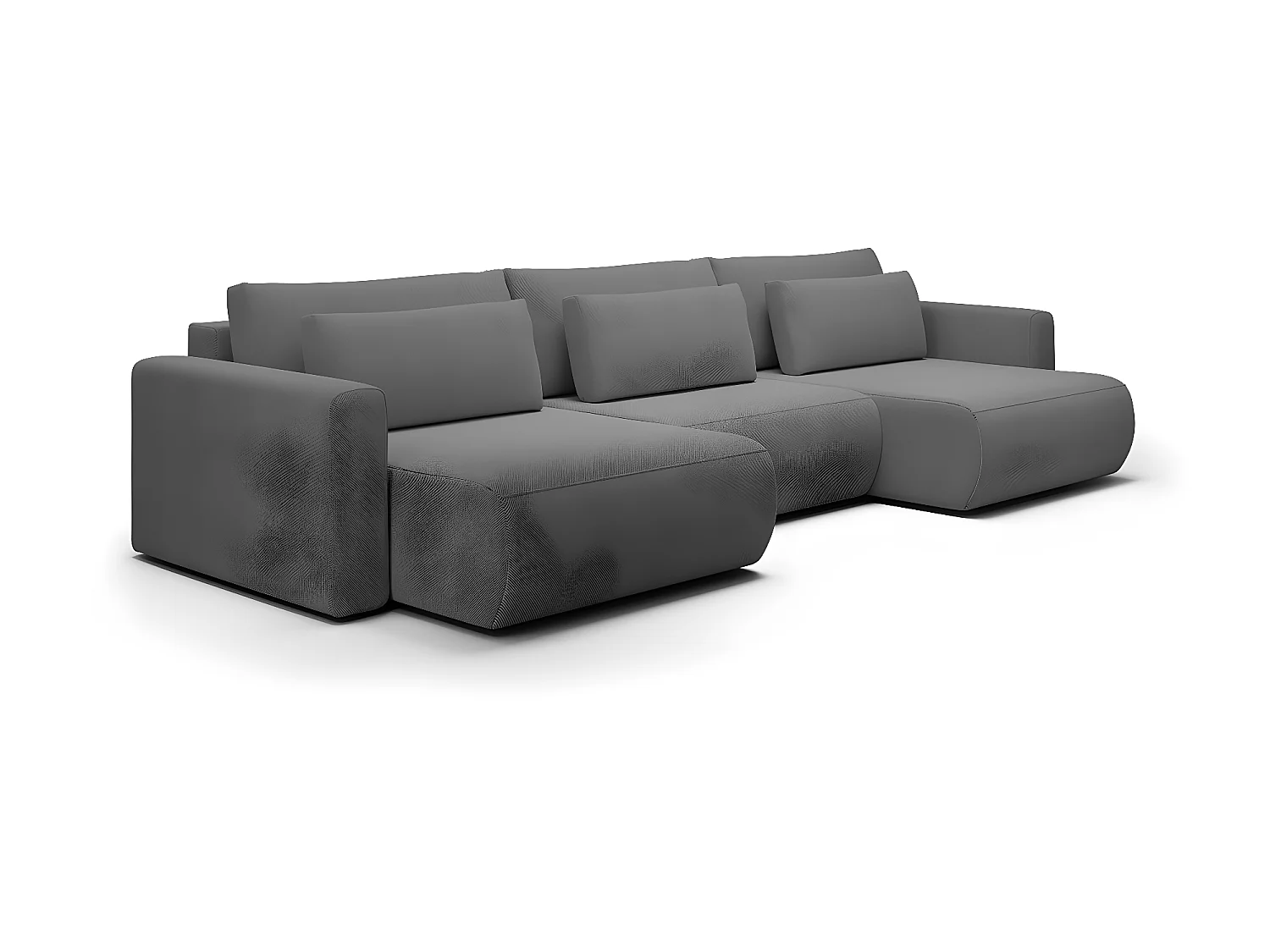 Canapé U 4 places convertible coffre Evy Gris