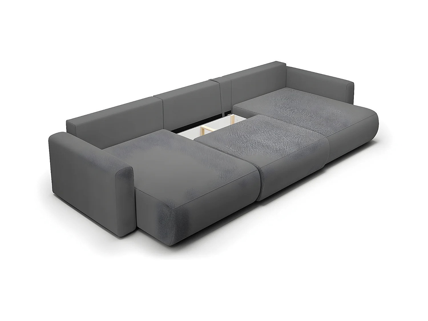 Canapé U 4 places convertible coffre Evy Gris