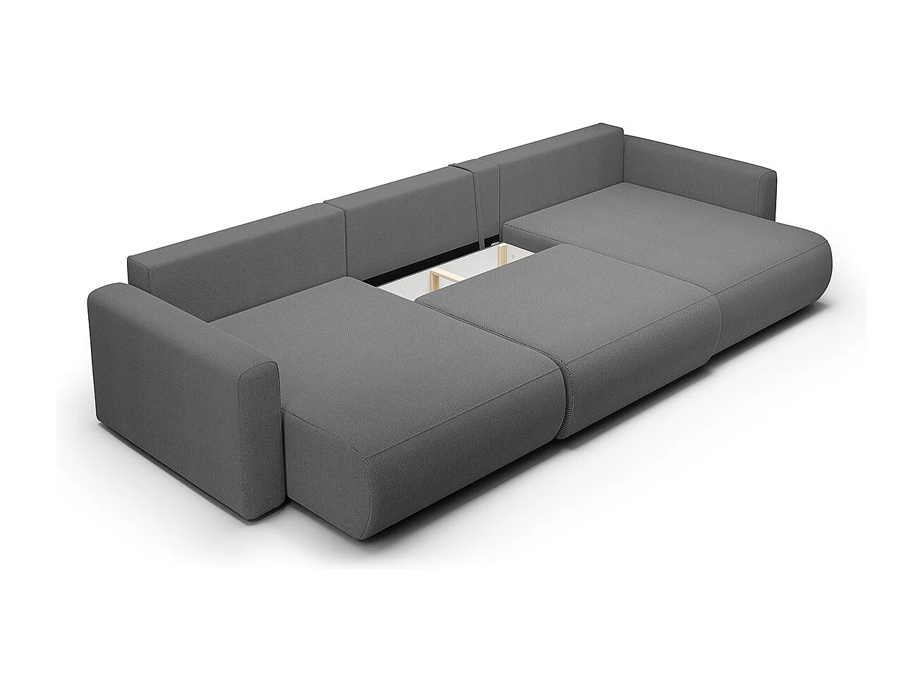 Canapé U 4 places convertible coffre Evy Gris