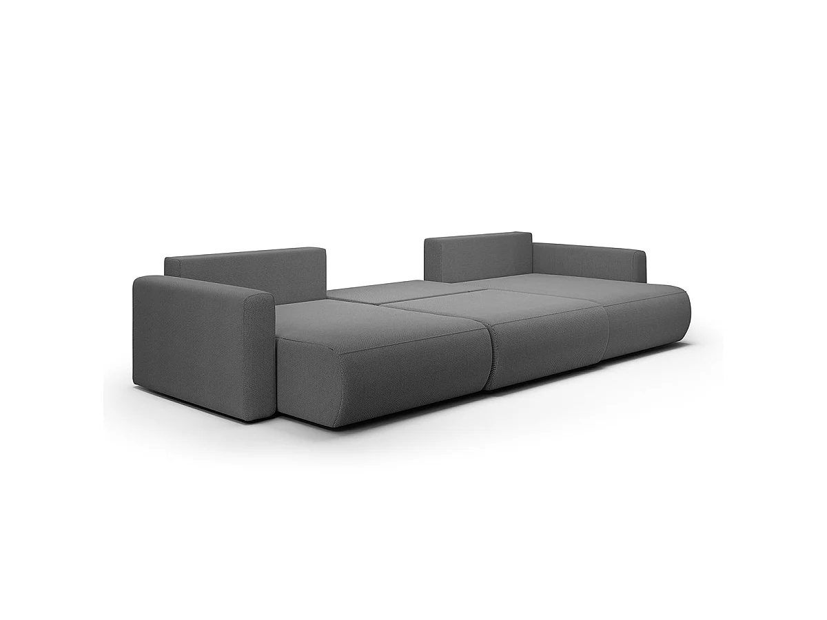 Canapé convertible 4 places avec coffre en tissu gris EVY