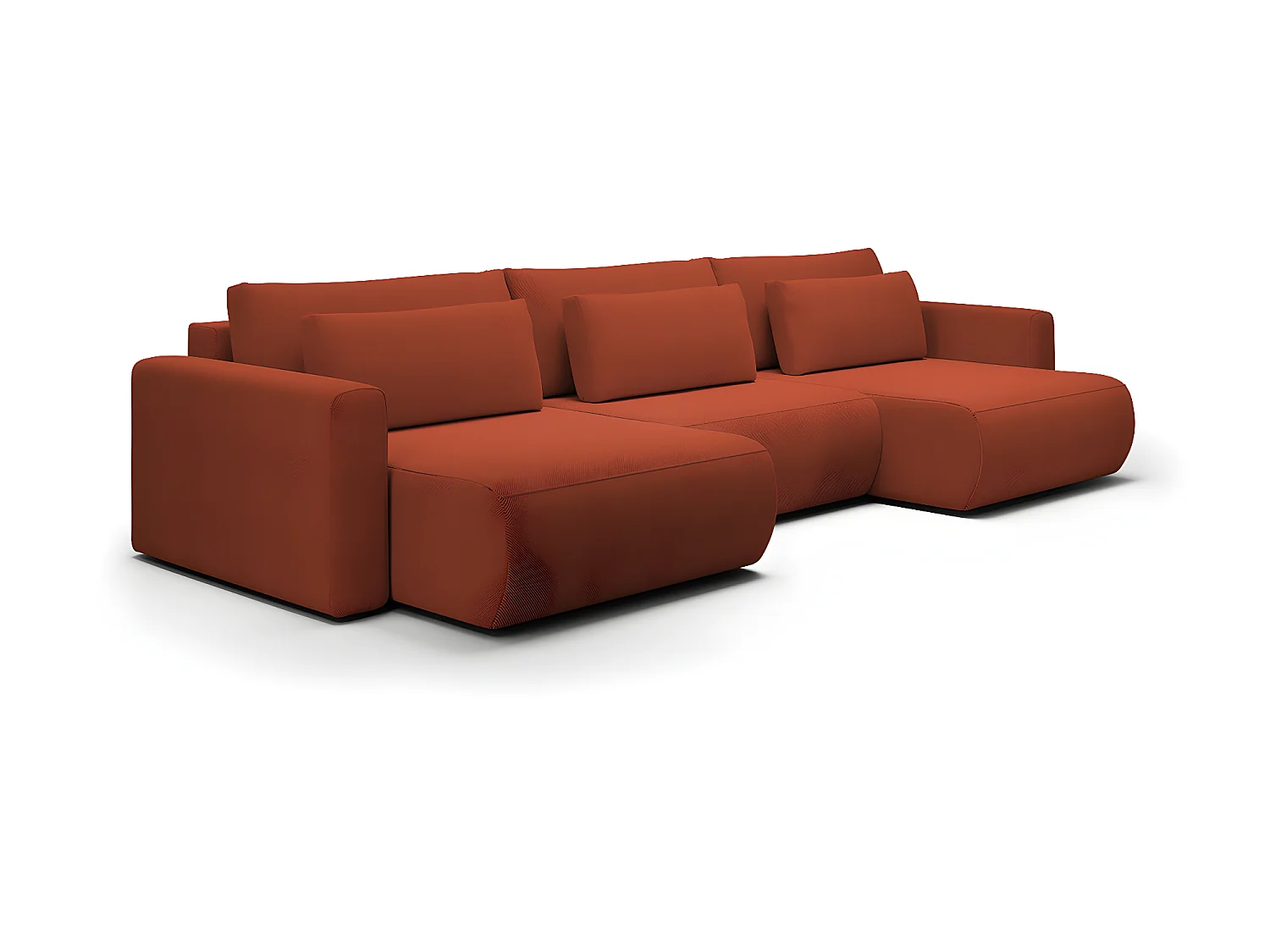 Canapé U 4 places convertible coffre Evy Orange Brique