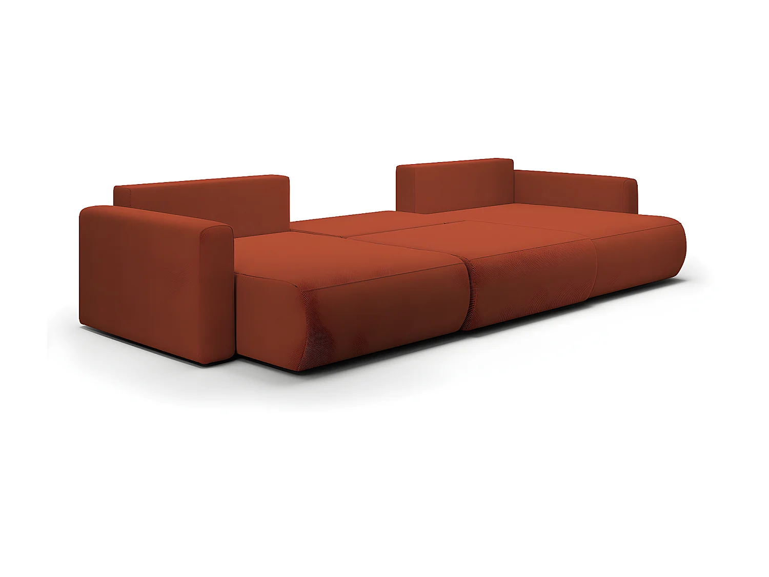 Canapé U 4 places convertible coffre Evy Orange Brique