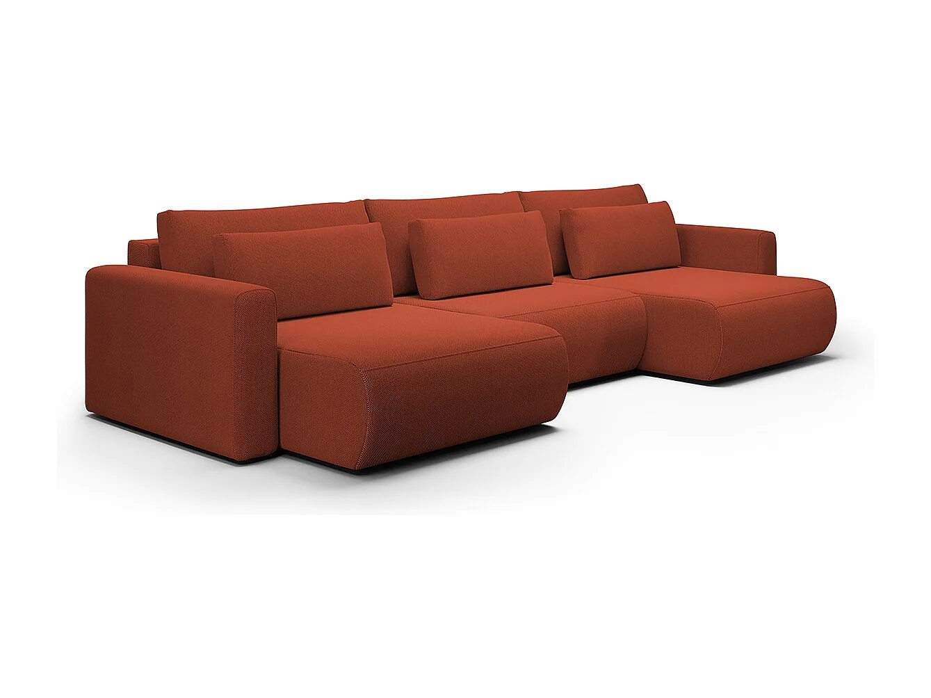 Canapé U 4 places convertible coffre Evy Orange Brique