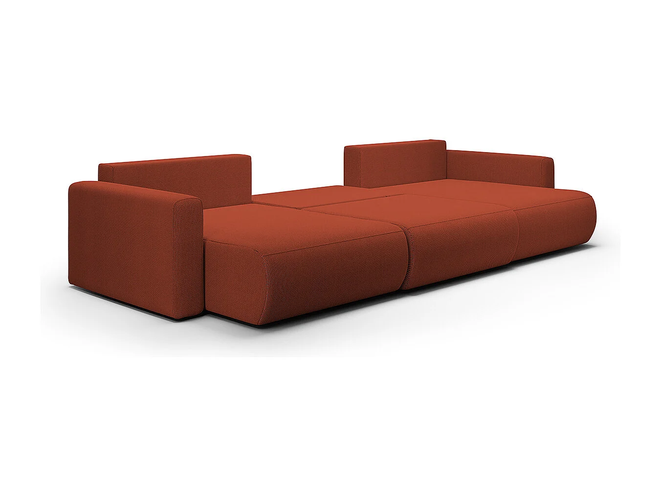 Canapé U 4 places convertible coffre Evy Orange Brique