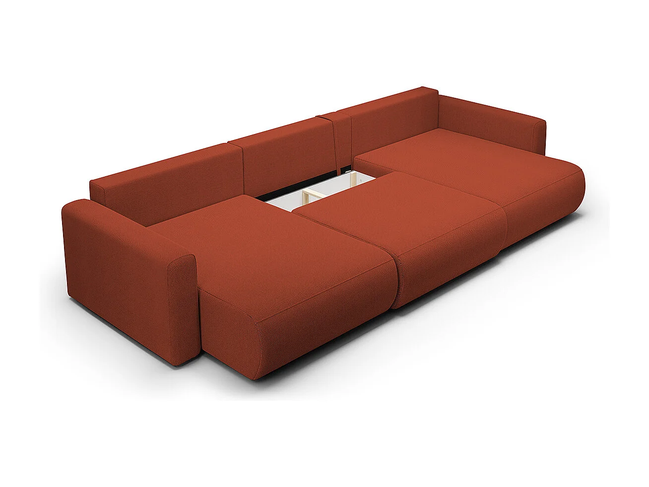 Canapé U 4 places convertible coffre Evy Orange Brique