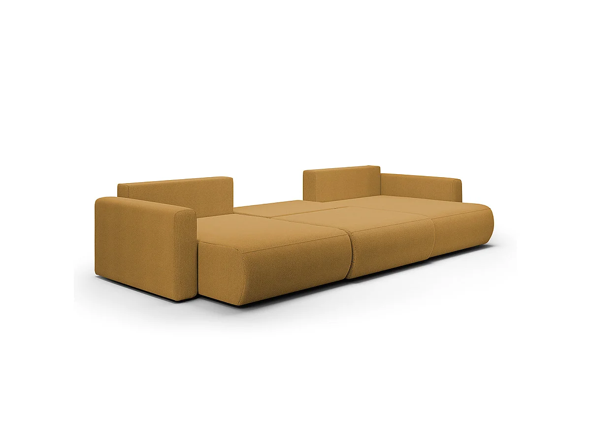 Canapé convertible 4 places avec coffre en tissu jaune EVY