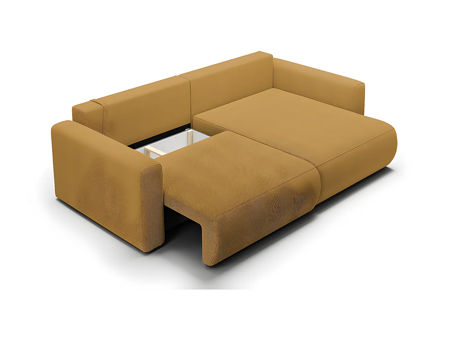 Canapé d'angle réversible convertible 3 places coffre Evy Jaune