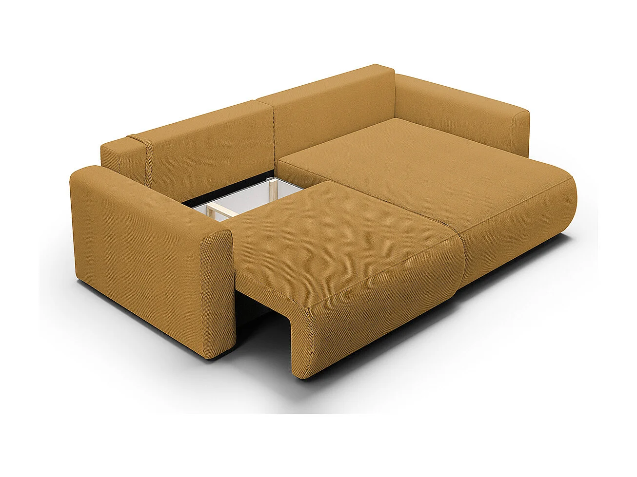 Canapé d'angle réversible convertible 3 places coffre Evy Jaune