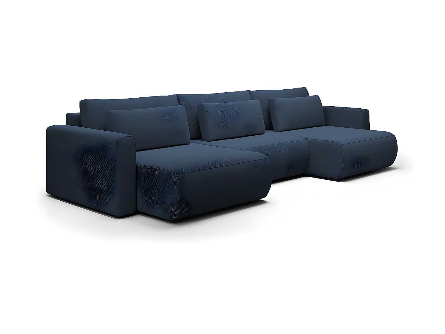 Canapé U 4 places convertible coffre Evy Bleu