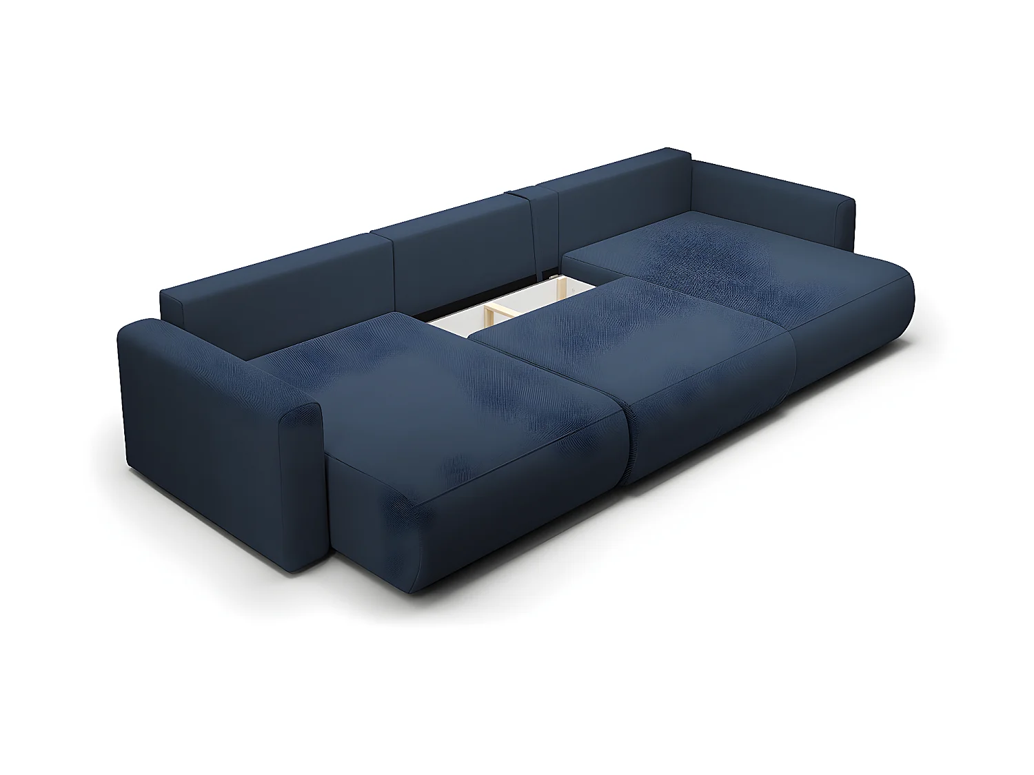 Canapé U 4 places convertible coffre Evy Bleu