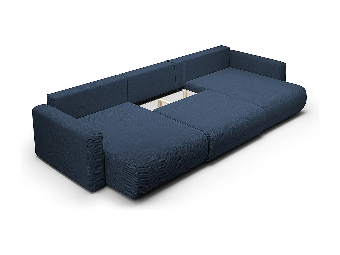Canapé U 4 places convertible coffre Evy Bleu