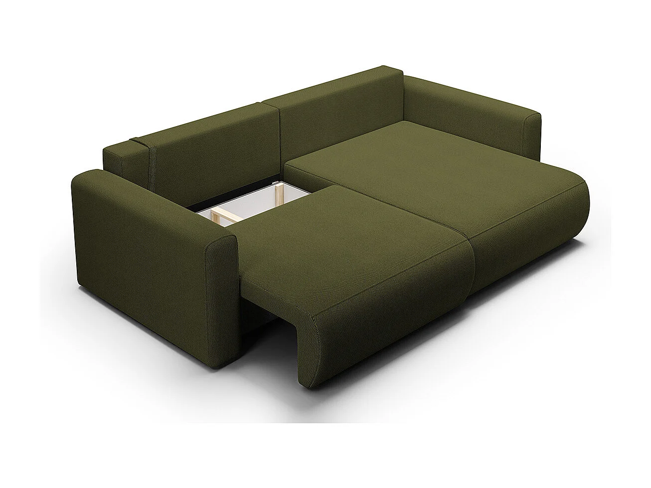 Canapé d'angle réversible convertible 3 places coffre Evy Vert Sapin