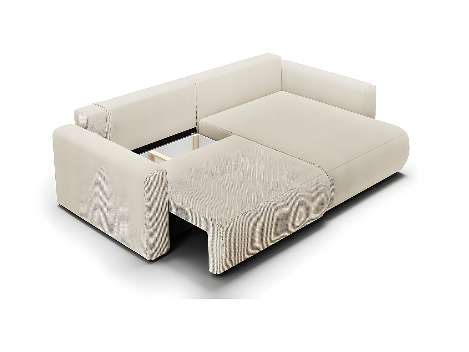Canapé d'angle réversible convertible 3 places coffre Evy Beige