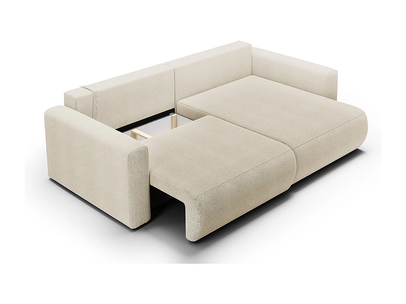 Canapé d'angle réversible convertible 3 places coffre Evy Beige