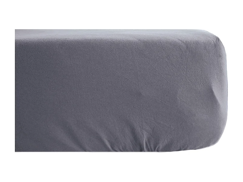 Drap housse PALACE pur coton lavé 90x190 cm bonnet 30 cm uni gris brume