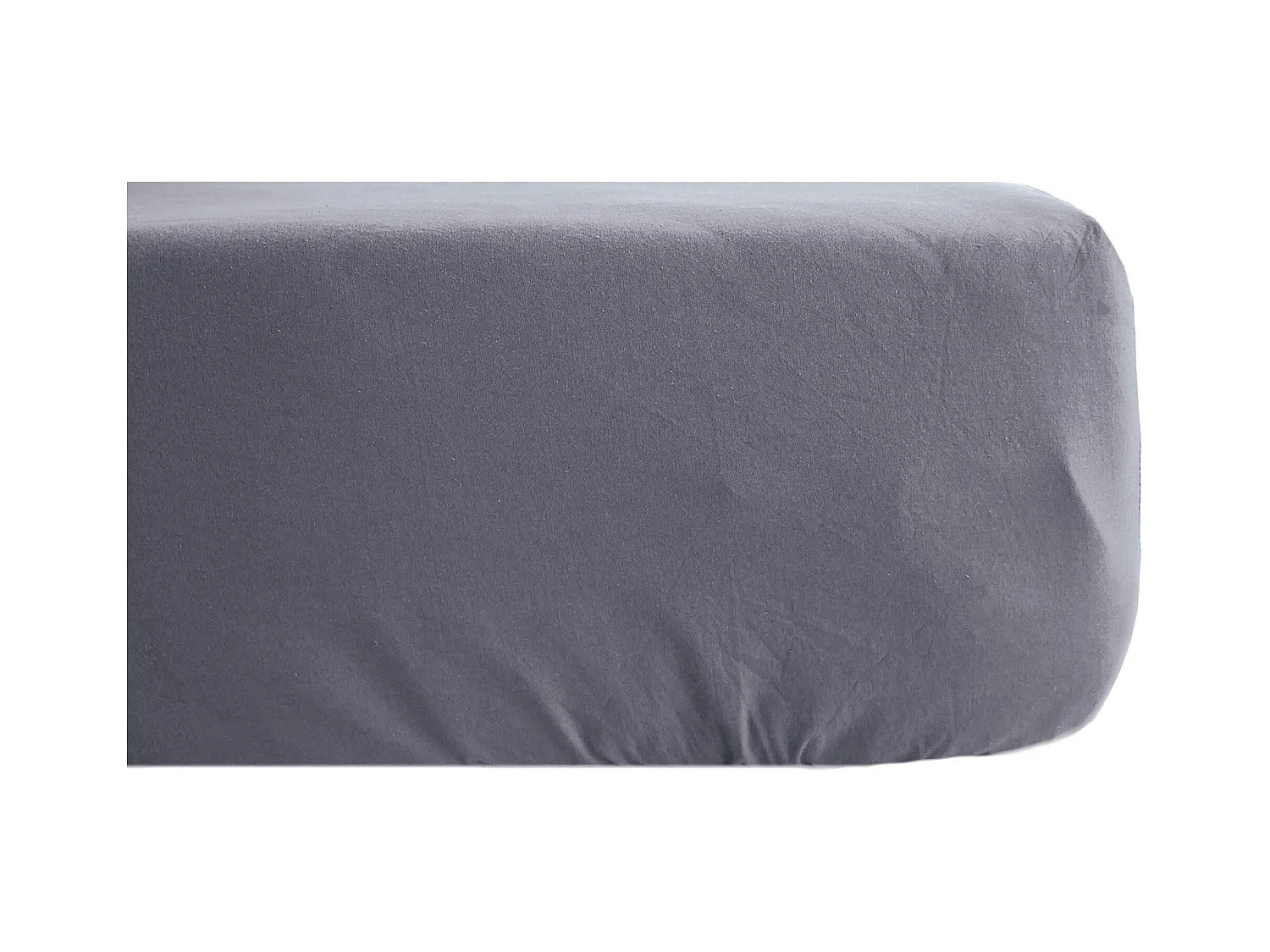 Drap housse 90x190 cm pur coton lavé PALACE gris brume bonnet 30 cm