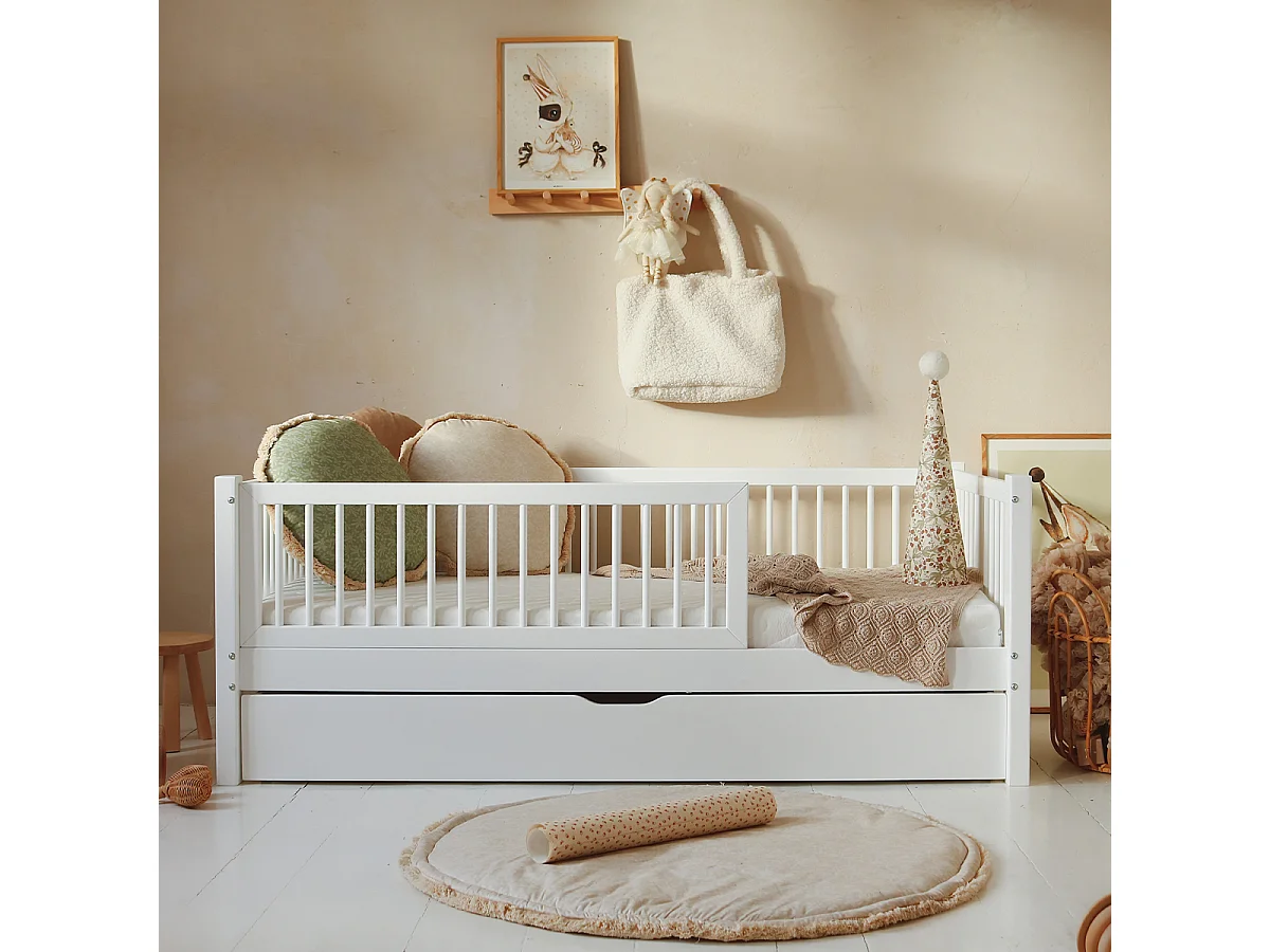 90x190 barrier bed inclusief boxspring en lade Sybil Wit