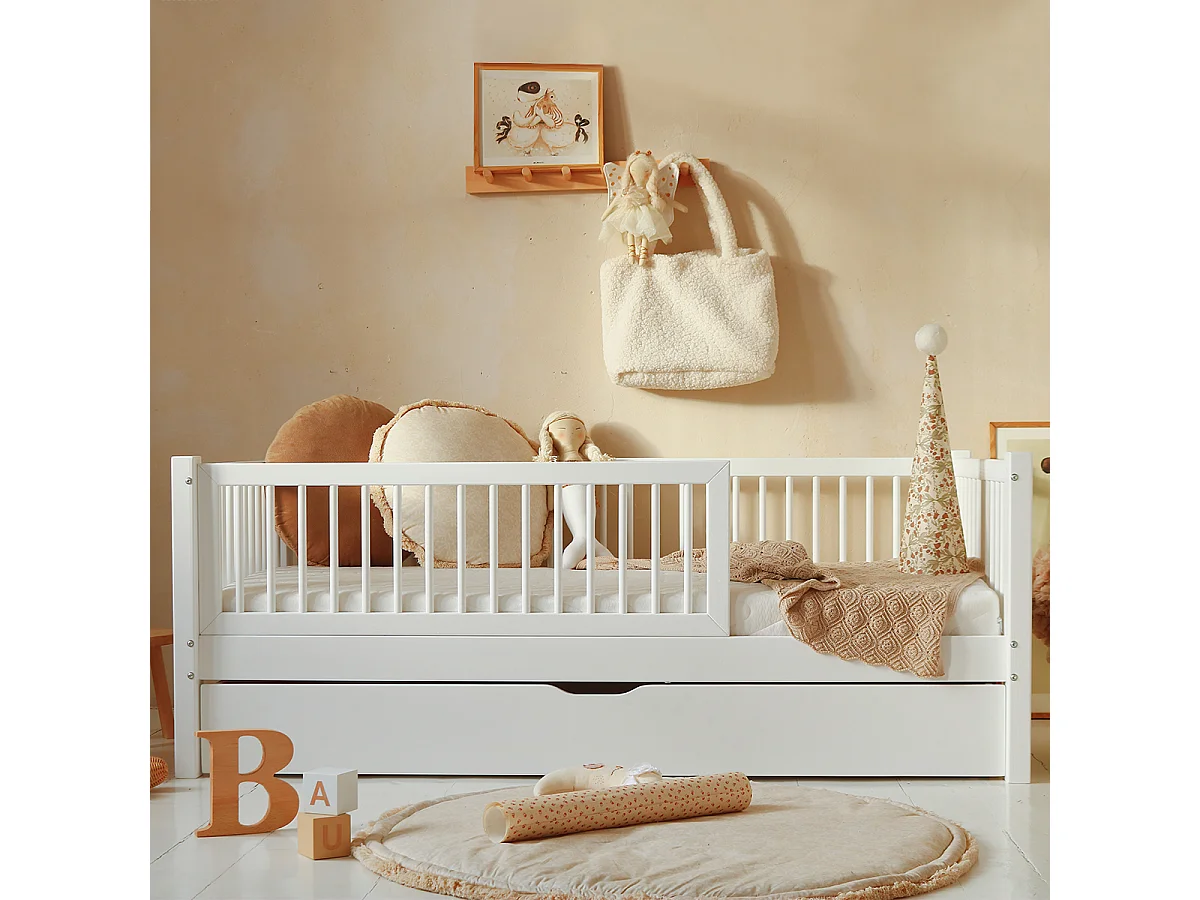 90x190 barrier bed inclusief boxspring en lade Sybil Wit