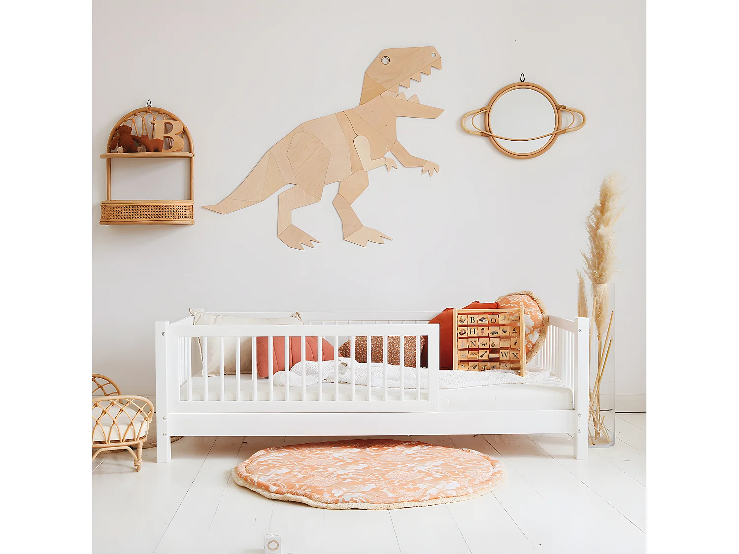 90x190 Sybil Wit bed met 10 cm poten, bedhek en lattenbodem