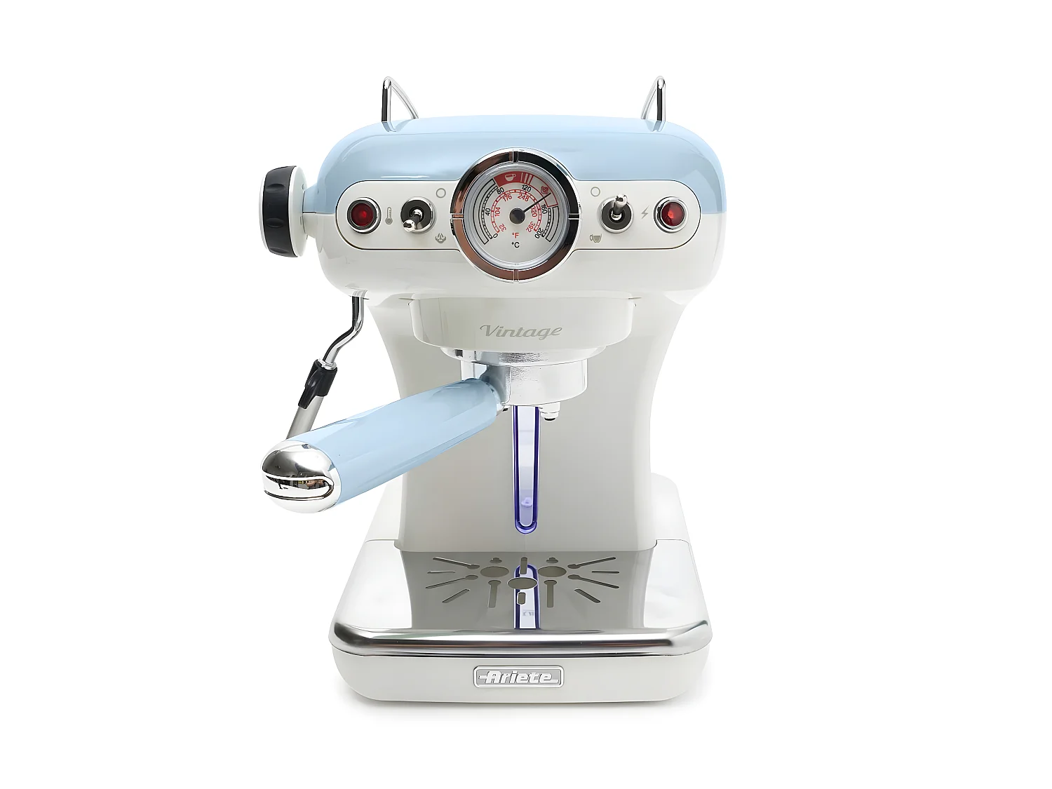 Macchina da caffè espresso - Per polvere e cialde ESE - Filtro 1 e 2 tazze - Montalatte - 850W - Celeste