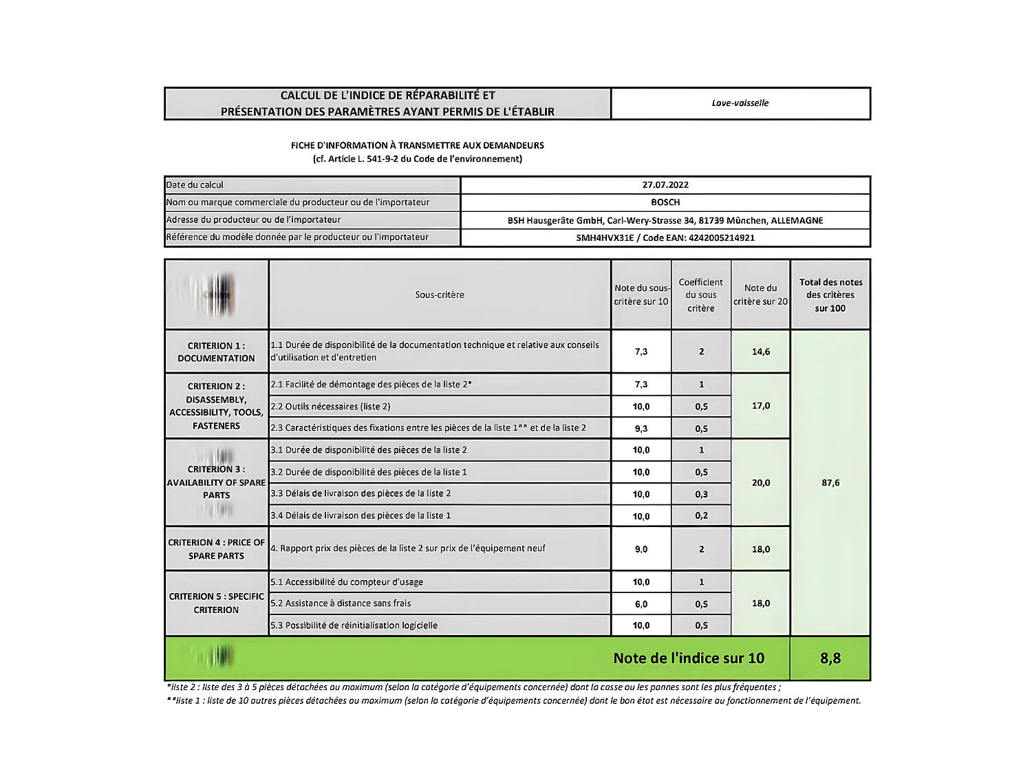 Lave-vaisselle tout intégré 60 cm BOSCH SMH4HVX31E