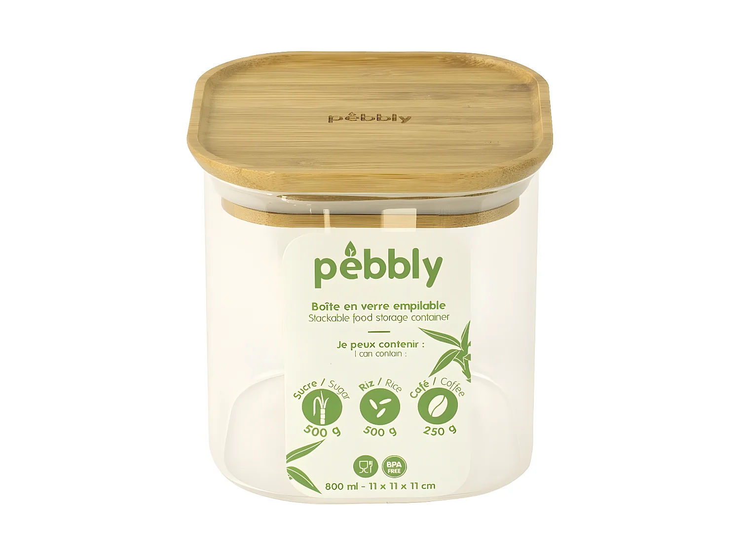 Boîte alimentaire verre et bambou 800ml