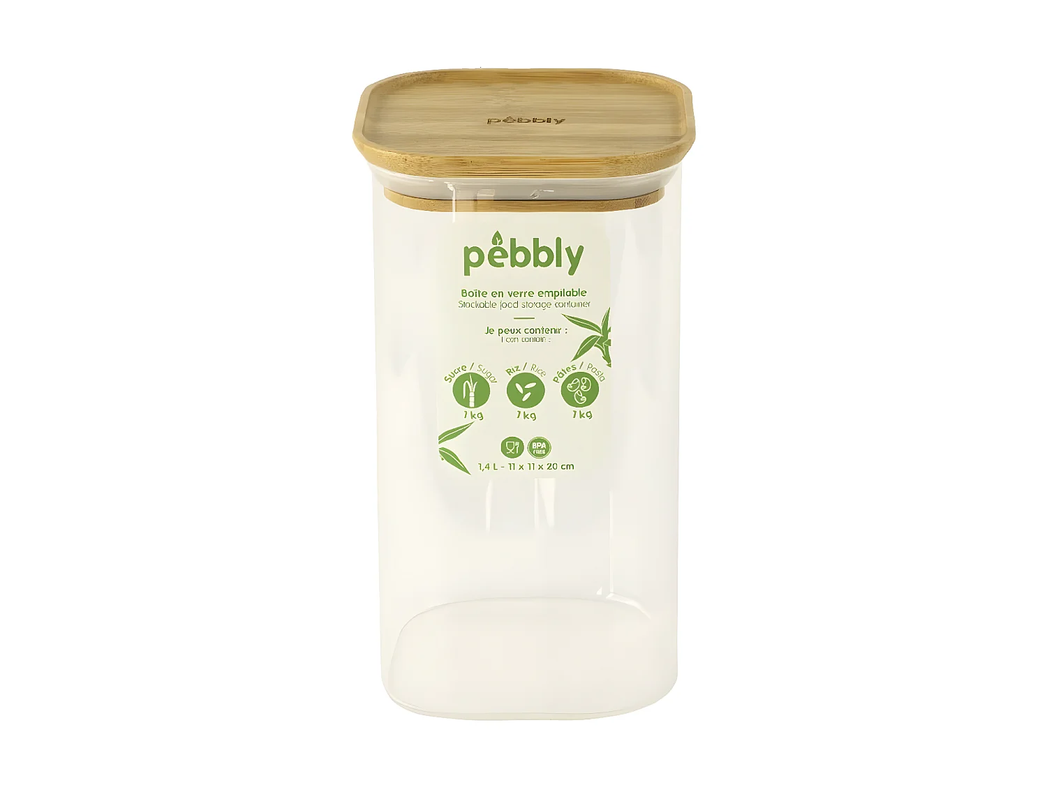 Boîte alimentaire verre et bambou 1.4L
