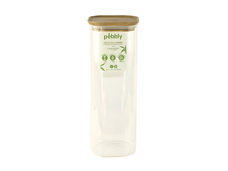 Boîte alimentaire verre et bambou 2,2L