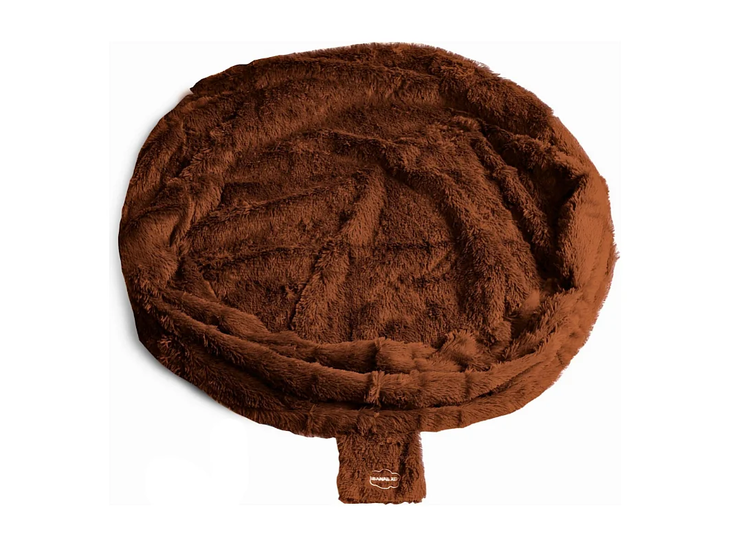 Pouf géant déhoussable fausse fourrure chocolat 180 cm
