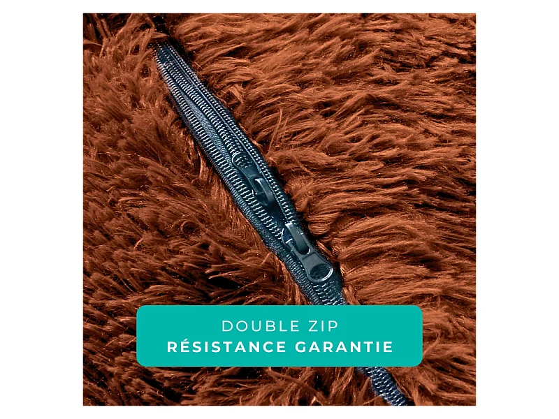 Pouf géant déhoussable fausse fourrure chocolat 180 cm