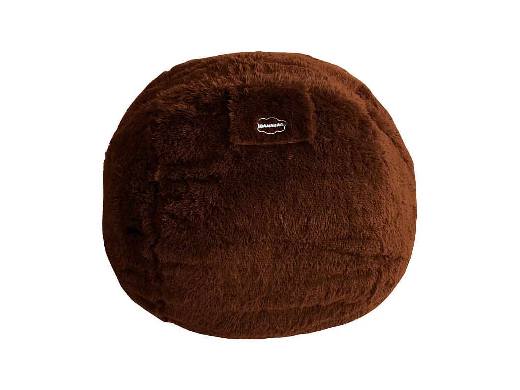 Reuze chocoladebruine poef met nepbont, 180 cm
