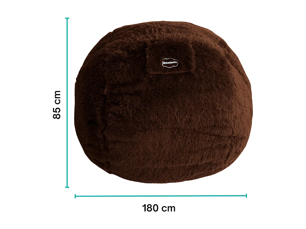 Pouf géant déhoussable fausse fourrure chocolat 180 cm