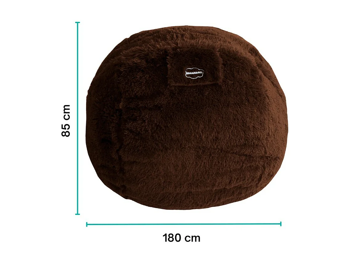 Pouf géant déhoussable fausse fourrure chocolat 180 cm